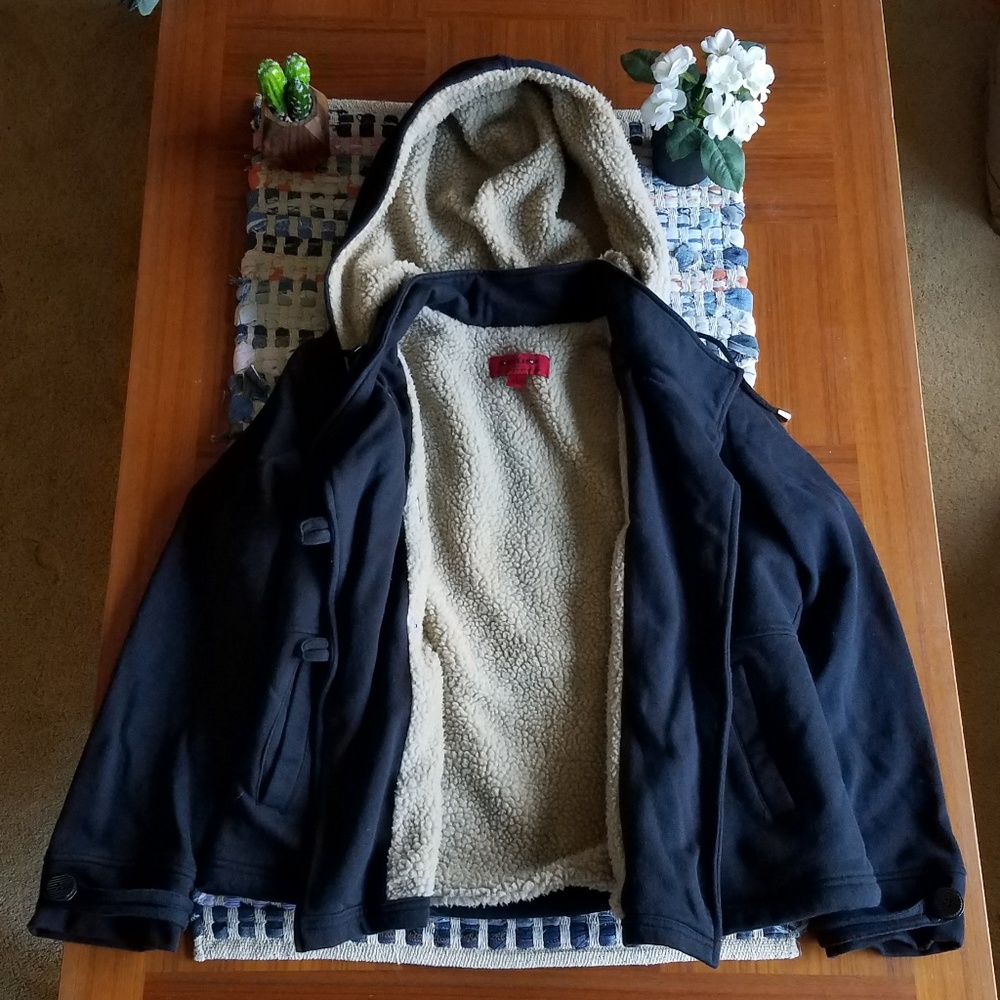 Sherpa Lined Pea Coat Winter Jacket